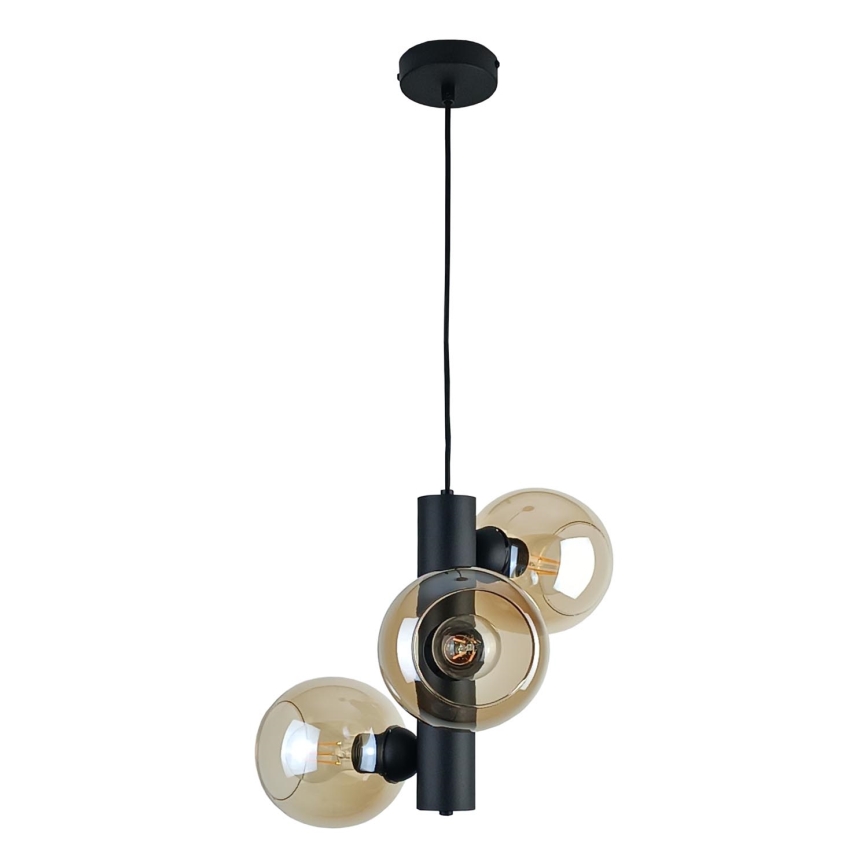 Luster na sajli TUBE 3xE27/60W/230V crno/dimno bež