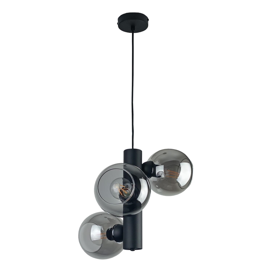 Luster na sajli TUBE 3xE27/60W/230V crno/dimno crno