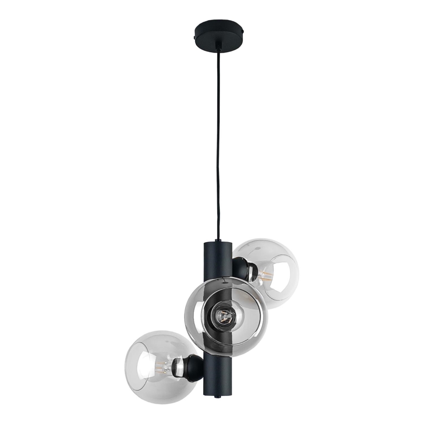 Luster na sajli TUBE 3xE27/60W/230V crno/prozirna
