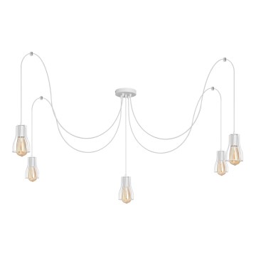 Luster na sajli TUBE 5xE27/15W/230V pauk bela