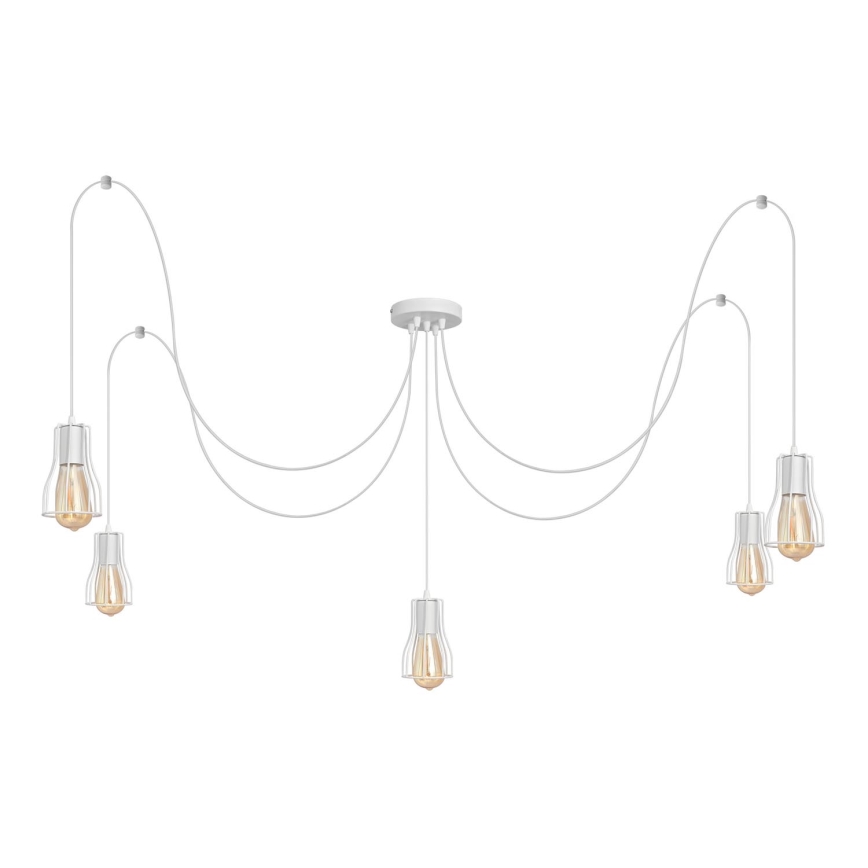 Luster na sajli TUBE 5xE27/15W/230V pauk bela