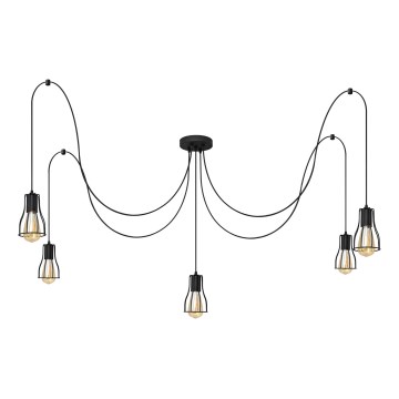 Luster na sajli TUBE 5xE27/15W/230V pauk crno