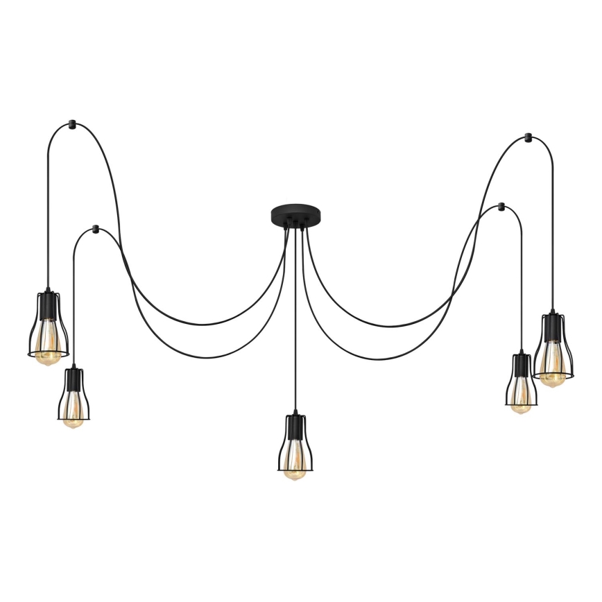 Luster na sajli TUBE 5xE27/15W/230V pauk crno