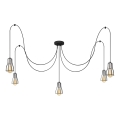 Luster na sajli TUBE 5xE27/15W/230V pauk crno/sjajni krom