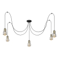 Luster na sajli TUBE 5xE27/15W/230V pauk crno/zlatna