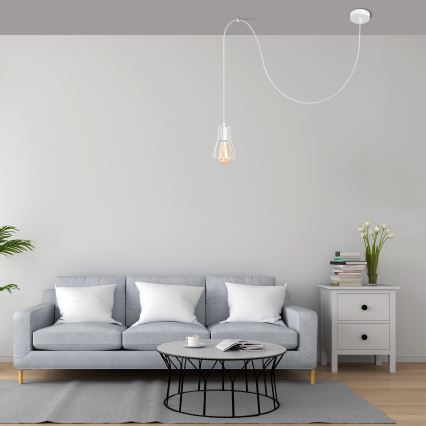 Luster na sajli TUBE LONG 1xE27/15W/230V bela