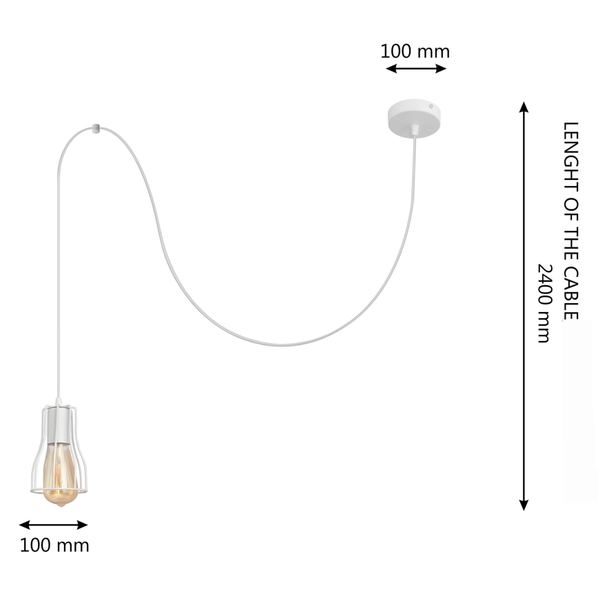 Luster na sajli TUBE LONG 1xE27/15W/230V bela