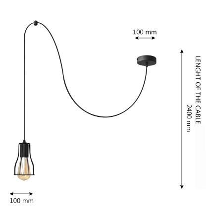 Luster na sajli TUBE LONG 1xE27/15W/230V crno