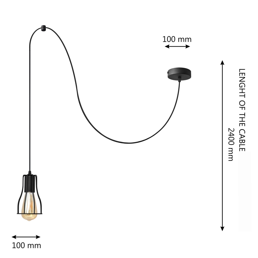 Luster na sajli TUBE LONG 1xE27/15W/230V crno