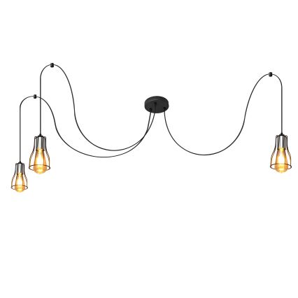 Luster na sajli TUBE LONG 3xE27/15W/230V crno/sjajni krom