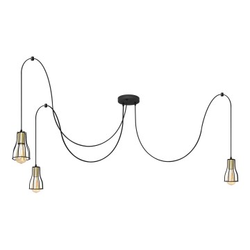 Luster na sajli TUBE LONG 3xE27/15W/230V crno/zlatna