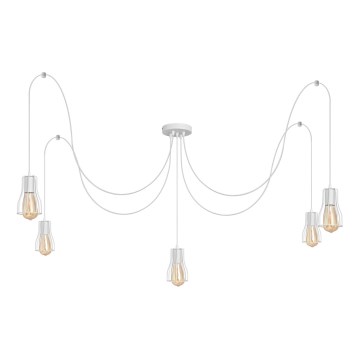 Luster na sajli TUBE LONG 5xE27/10W/230V bela