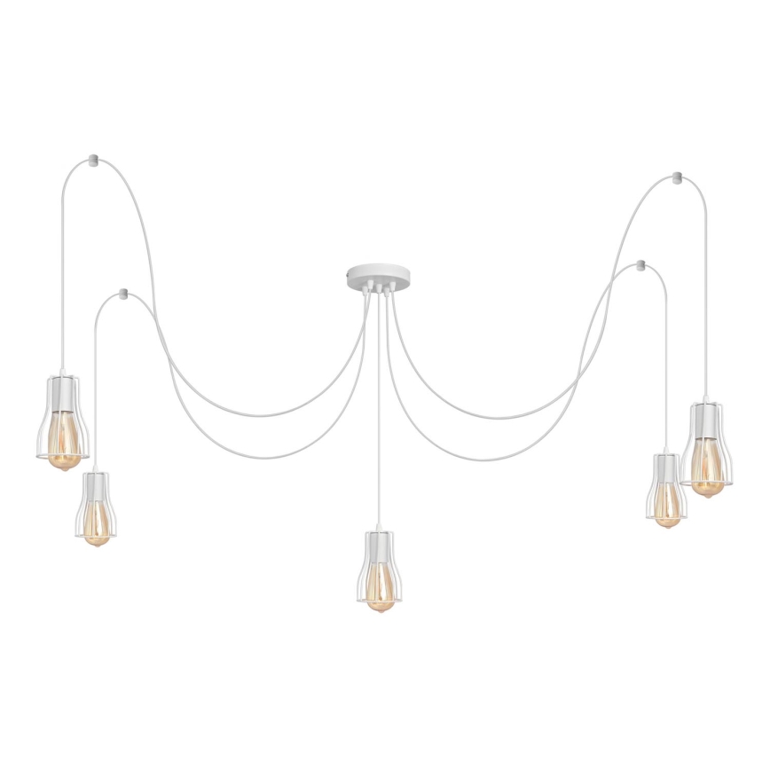Luster na sajli TUBE LONG 5xE27/10W/230V bela