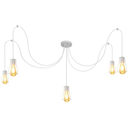 Luster na sajli TUBE LONG 5xE27/10W/230V bela