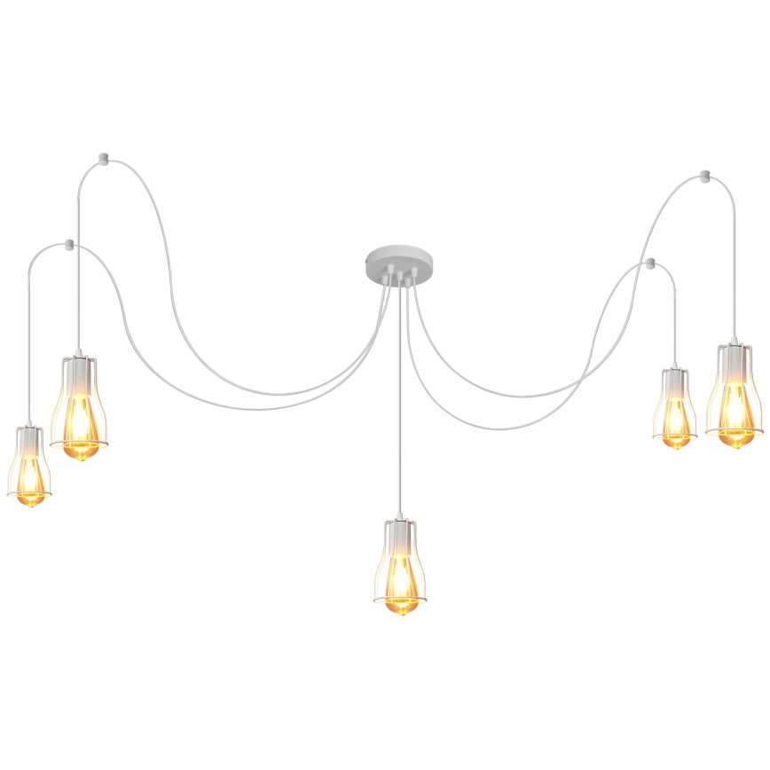 Luster na sajli TUBE LONG 5xE27/10W/230V bela