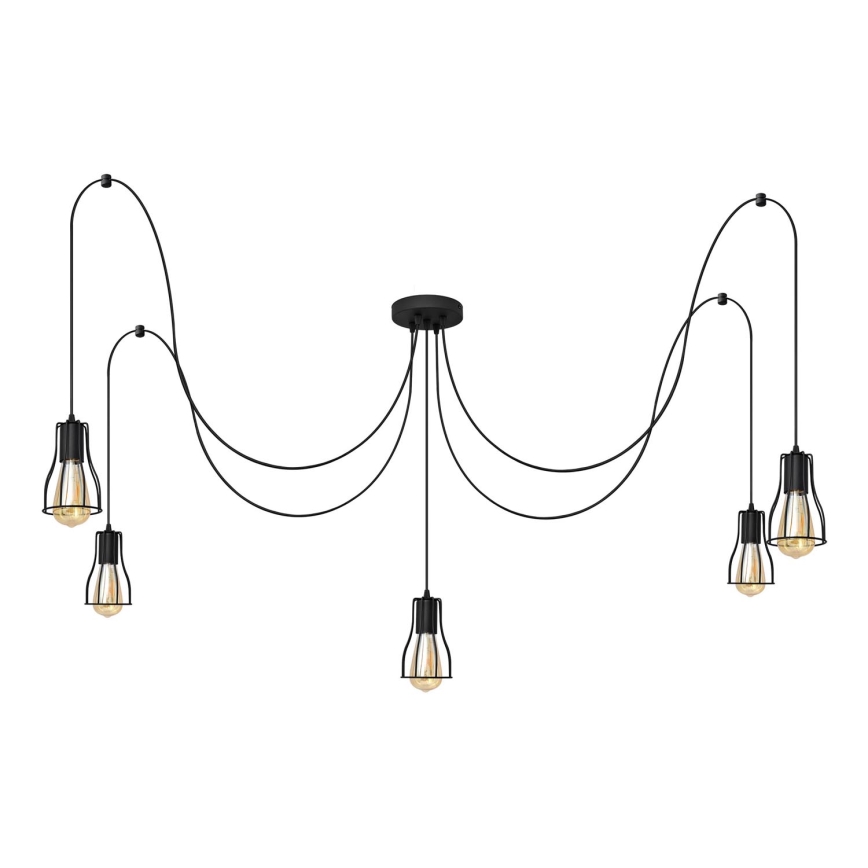 Luster na sajli TUBE LONG 5xE27/10W/230V crno