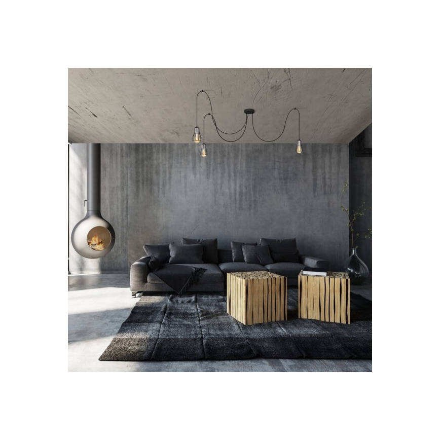 Luster na sajli TUBE LONG 5xE27/15W/230V crno/sjajni krom