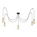 Luster na sajli TUBE LONG 5xE27/15W/230V crno/zlatna
