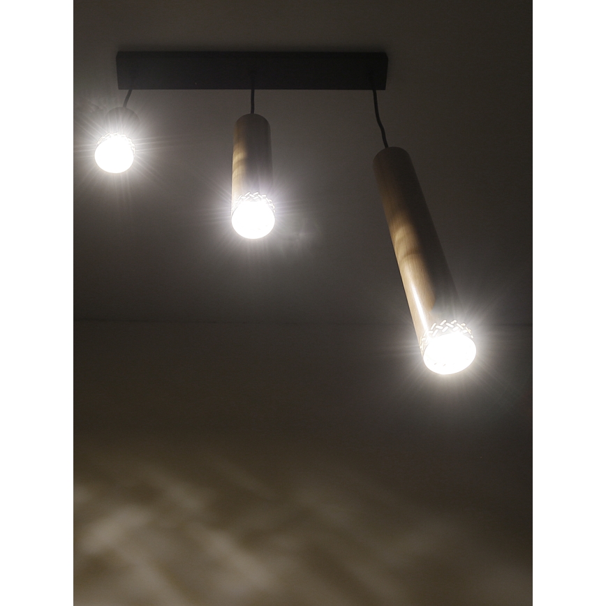 Luster na sajli TUBO 3xGU10/25W/230V drvo