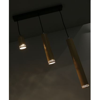 Luster na sajli TUBO 3xGU10/25W/230V drvo