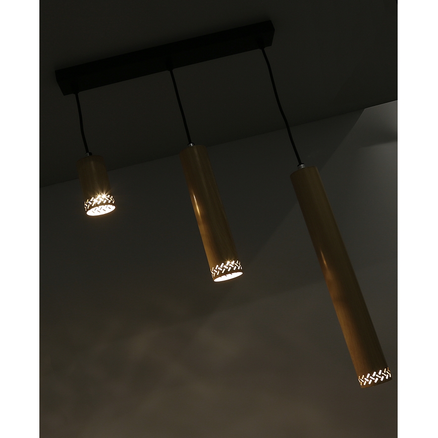 Luster na sajli TUBO 3xGU10/25W/230V drvo