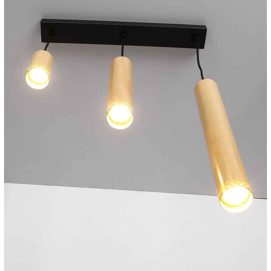 Luster na sajli TUBO 3xGU10/25W/230V drvo