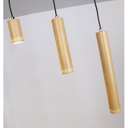 Luster na sajli TUBO 3xGU10/25W/230V drvo