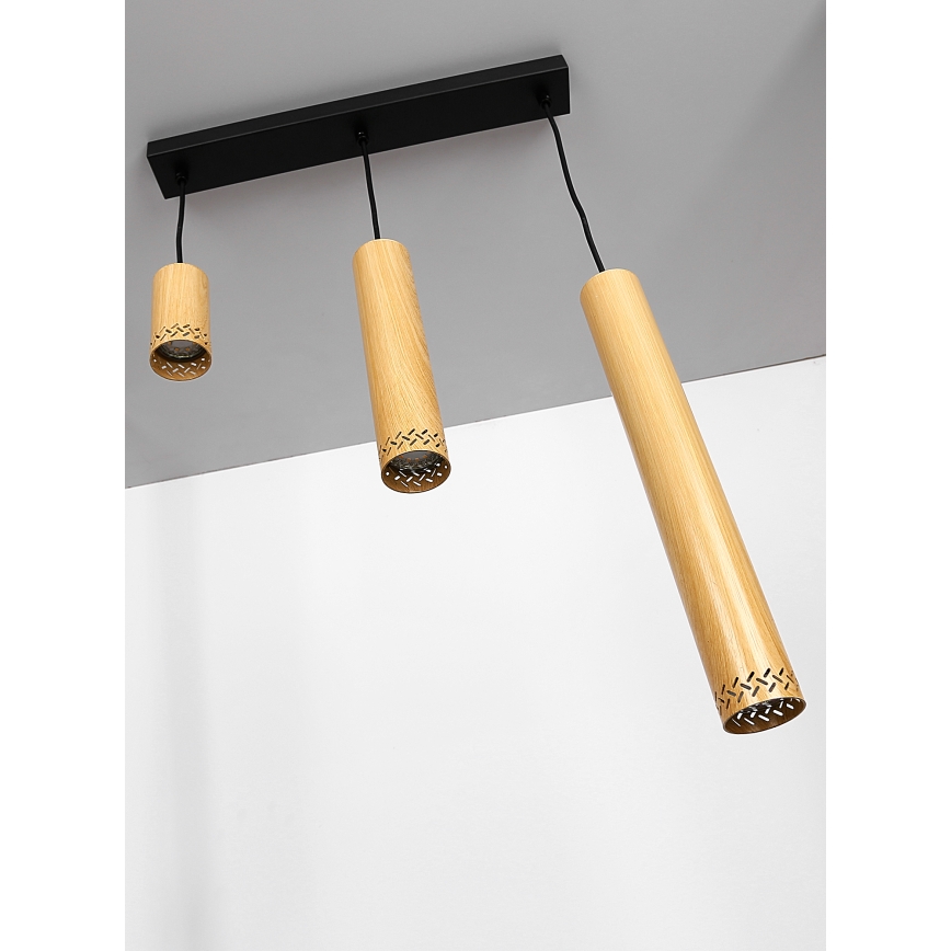Luster na sajli TUBO 3xGU10/25W/230V drvo