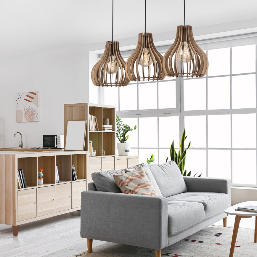 Luster na sajli TUCCI 3xE27/15W/230V hrast/crno
