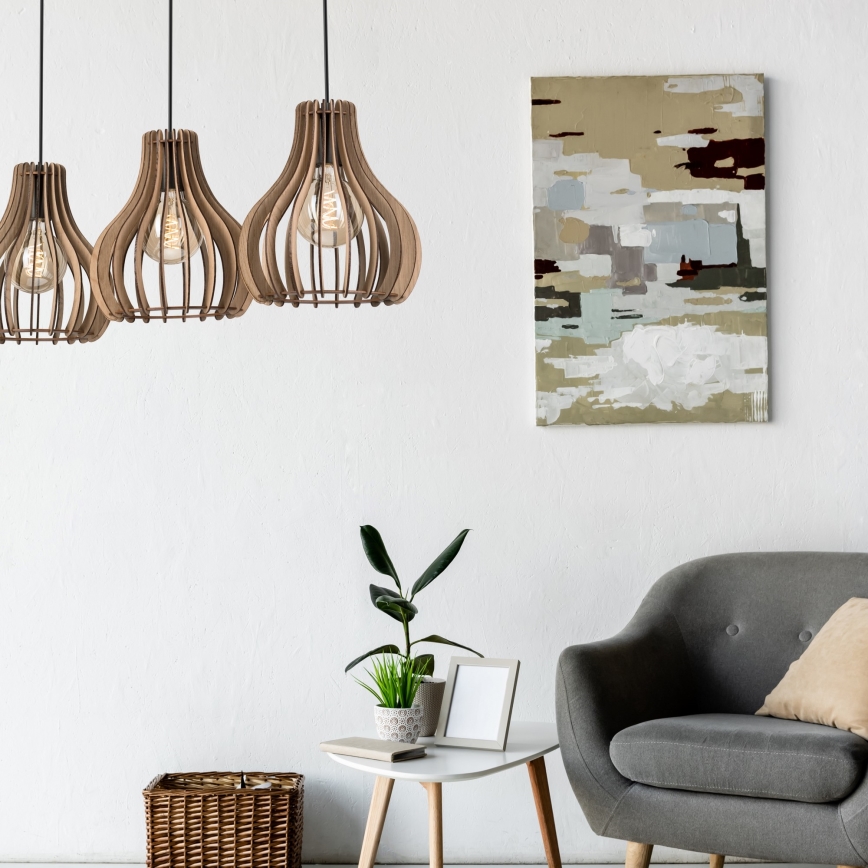 Luster na sajli TUCCI 3xE27/15W/230V hrast/crno
