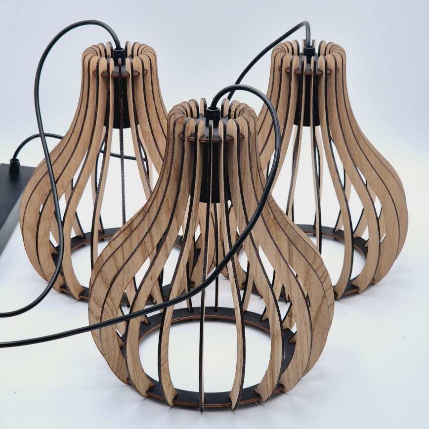 Luster na sajli TUCCI 3xE27/15W/230V hrast/crno