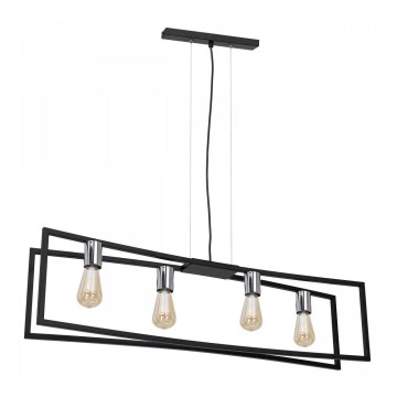Luster na sajli TUNJA 4xE27/60W/230V crno/sjajni krom