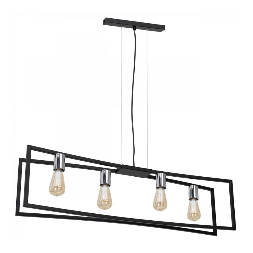Luster na sajli TUNJA 4xE27/60W/230V crno/sjajni krom