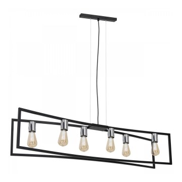Luster na sajli TUNJA 6xE27/60W/230V crno/sjajni krom