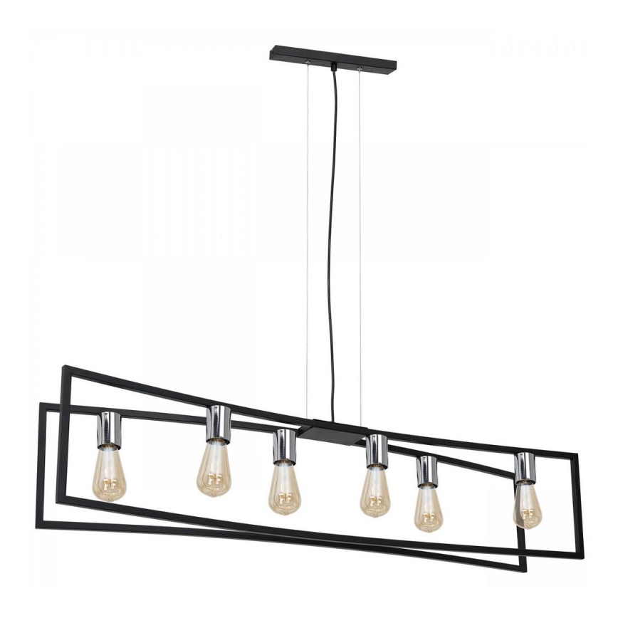 Luster na sajli TUNJA 6xE27/60W/230V crno/sjajni krom