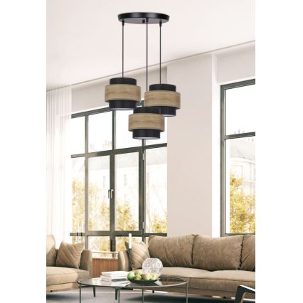 Luster na sajli TWIN 3xE27/40W/230V braon/crno