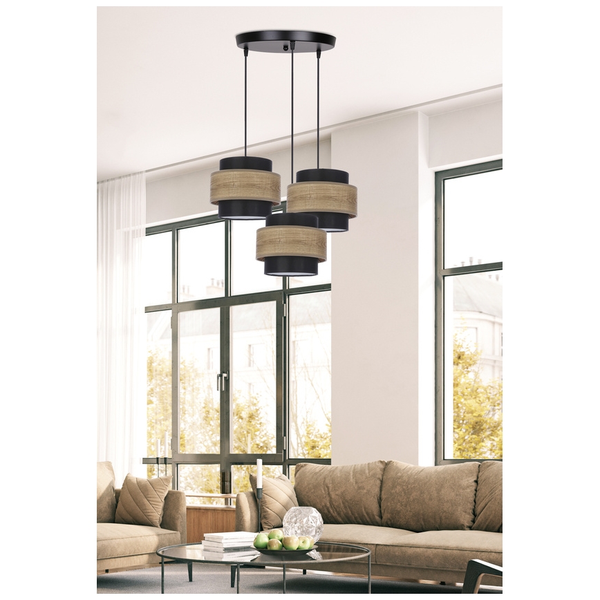 Luster na sajli TWIN 3xE27/40W/230V braon/crno