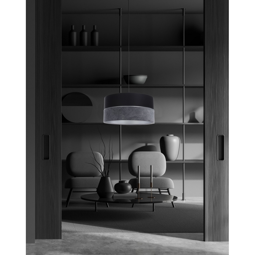 Luster na sajli TWIST 1xE27/60W/230V crno/sivo/srebrno