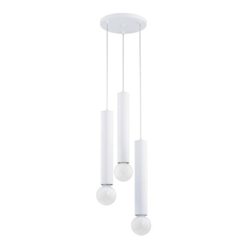 Luster na sajli TWISTER 3xE27/60W/230V pr. 28 cm bela