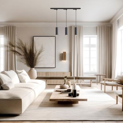 Luster na sajli u šinskom sistemu PIPE 3xGU10/10W/230V crna