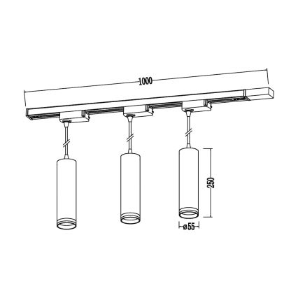 Luster na sajli u šinskom sistemu PIPE 3xGU10/10W/230V crna
