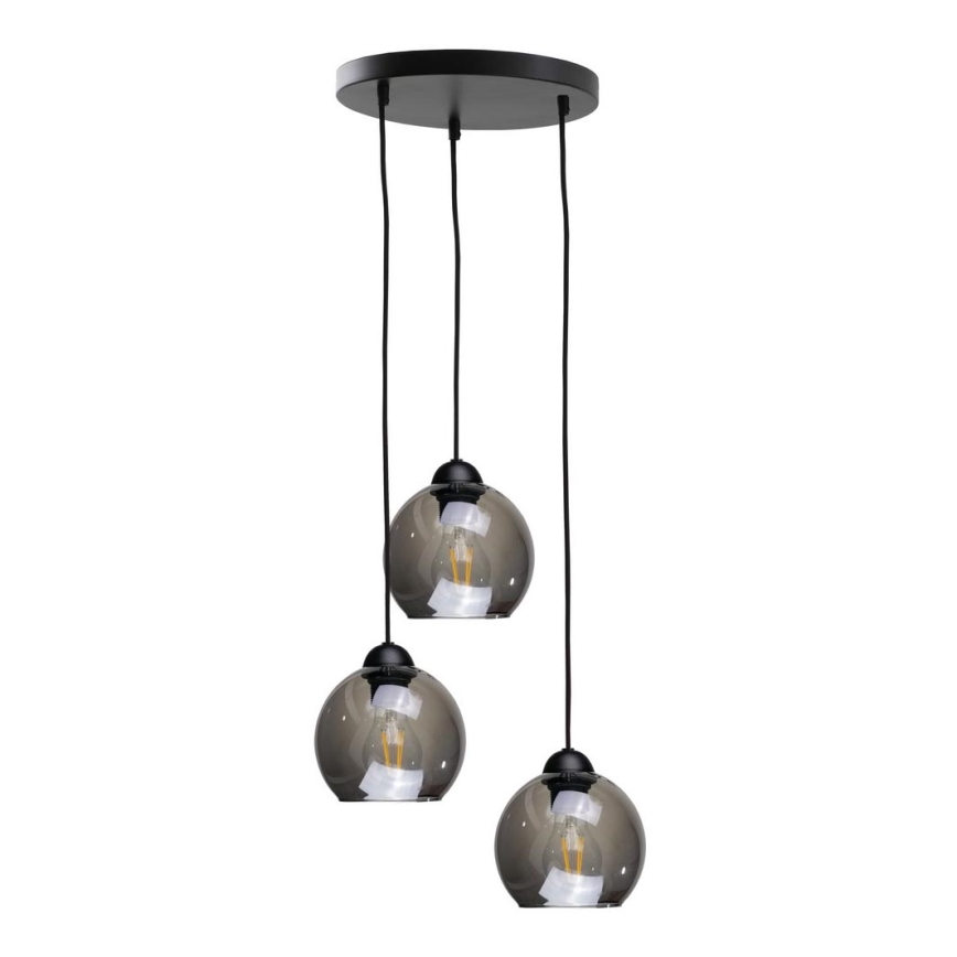Luster na sajli UNO 3xE27/60W/230V crno/dimno