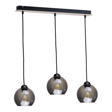 Luster na sajli UNO WOOD 3xE27/60W/230V crno/braon