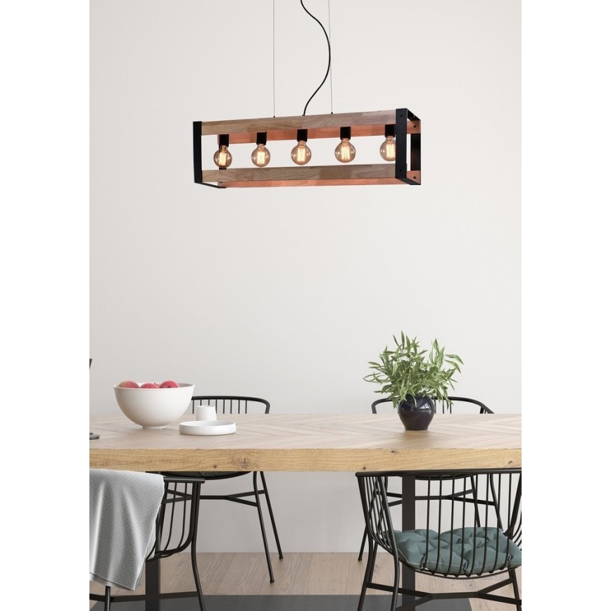 Luster na sajli VARNA 5xE27/40W/230V hrast