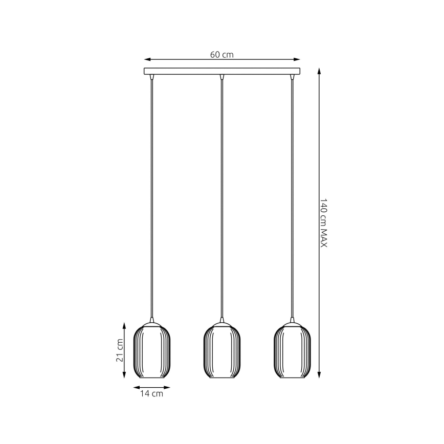 Luster na sajli VERDI 3xE27/15W/230V crno/bela
