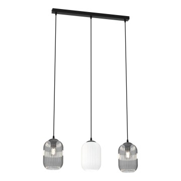 Luster na sajli VERDI 3xE27/15W/230V crno/sivo/bela