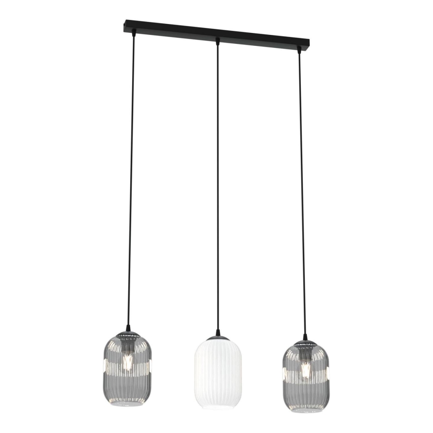 Luster na sajli VERDI 3xE27/15W/230V crno/sivo/bela