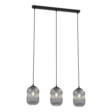 Luster na sajli VERDI 3xE27/15W/230V crno/sivo