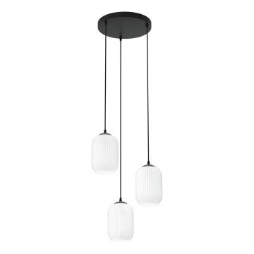 Luster na sajli VERDI 3xE27/15W/230V pr. 30 cm crno/bela