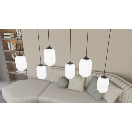 Luster na sajli VERDI 3xE27/15W/230V pr. 30 cm crno/bela